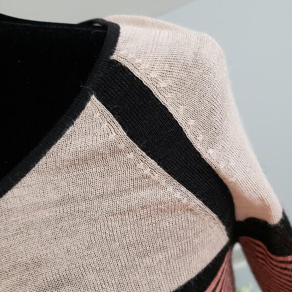 Ann Taylor LOFT Color Block Horizontal Striped Scoop Neck Sweater Medium - Picture 6 of 11